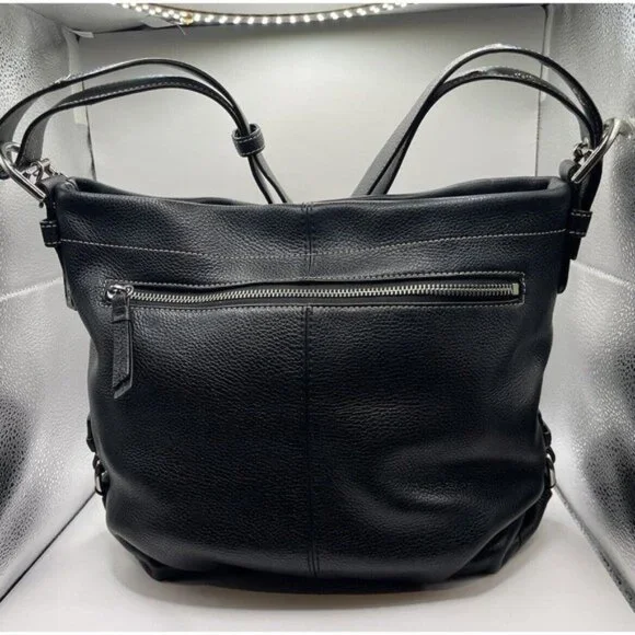 Coach 15064 Soho Black Pebbled Leather Convertible Crossbody Bag (Silver Buckle) - Picture 2 of 11